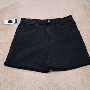 Steve Madden Denim Shorts Women's Large Black High Rise Jean Stretch New!